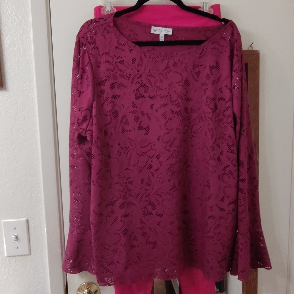 Jessica Simpson Magenta Lace Top
